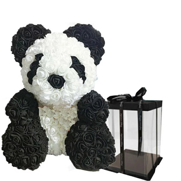 rosebearpanda-valentines-greenartstore.jpg Rose Bear Panda - Αρκουδάκι από Τριαντάφυλλα 25εκ - Image 1